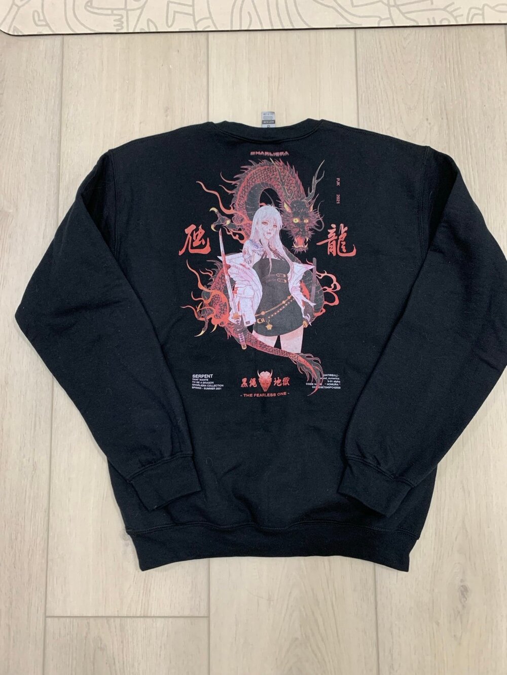 GHARLIERA HUI RYU Anime Sweatshirt Harajuku Japanese Streetwear Sweater Small